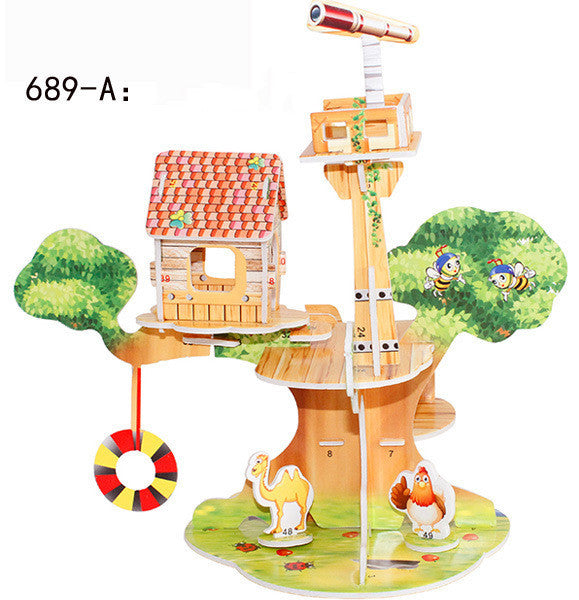 Children's 3D Three Dimensional Puzzle Paper Educational Toys Diy Building Hut