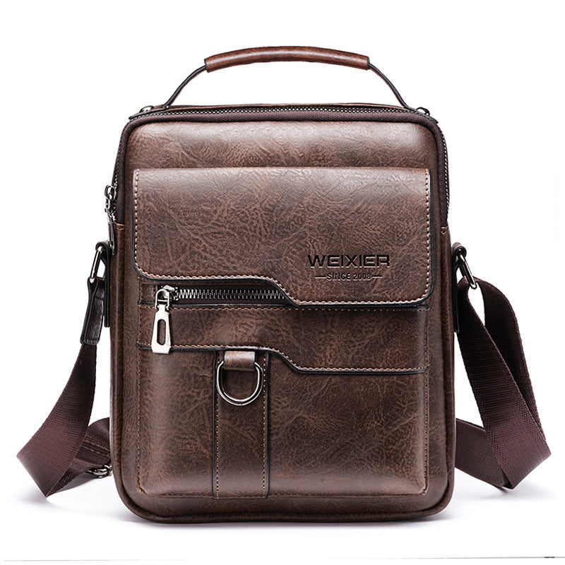 Mens Retro PU Leather Messenger Bag Crossbody Flap Backpack