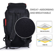 80L Extra Large Hiking Camping Backpack Rucksack Waterproof Travel Luggage Bag Blue