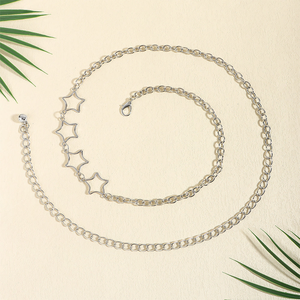 Women's Five-Pointed Star Metal Waist Chain for Dresses and Jeans