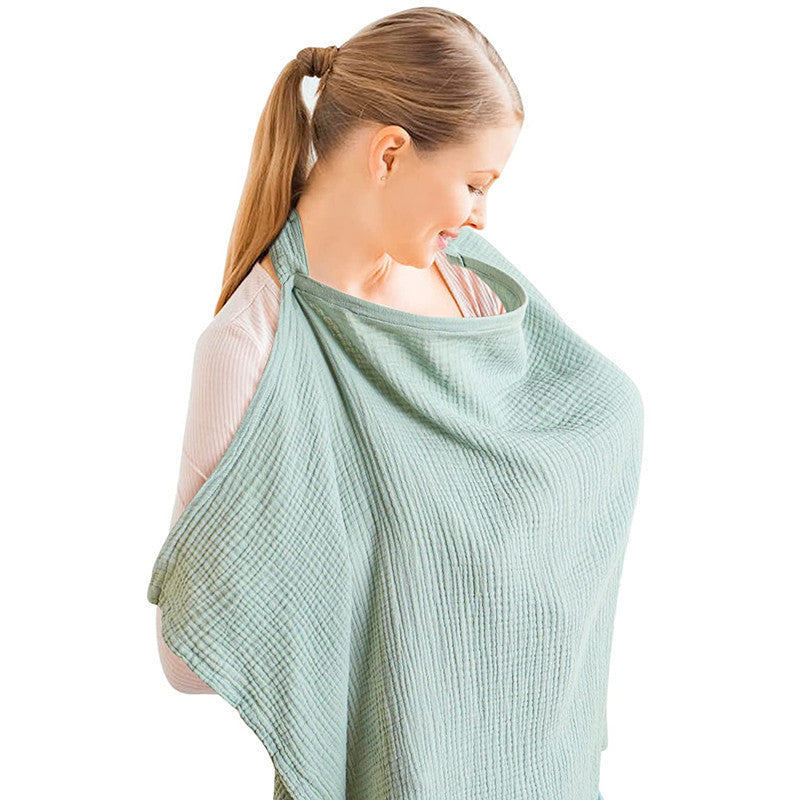 Muslin Nursing Cover – Breathable Cotton Breastfeeding Apron with Rigid Hoop & Multi-Use Canopy