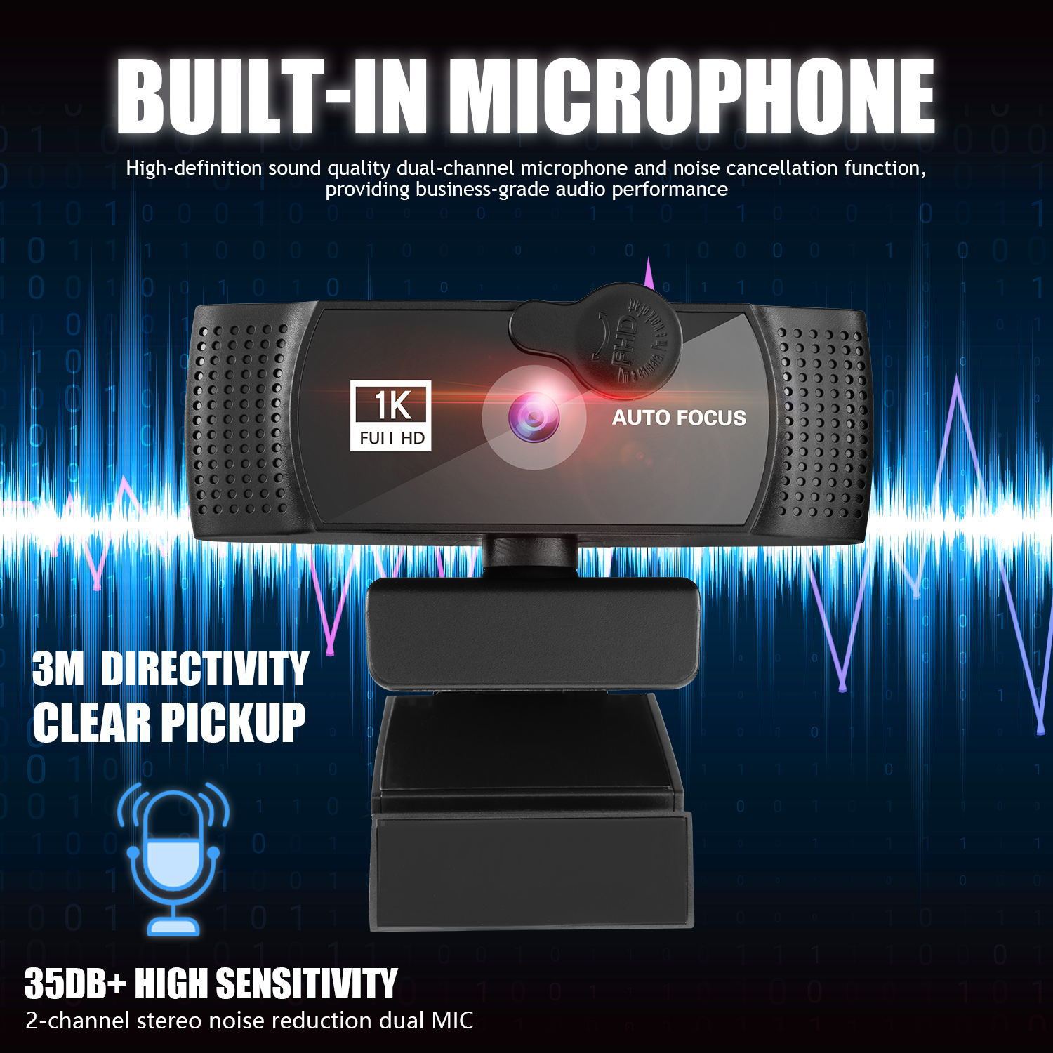 4K Private Model Beauty Auto Focus 1080p Computer Camera with Built-in Microphone