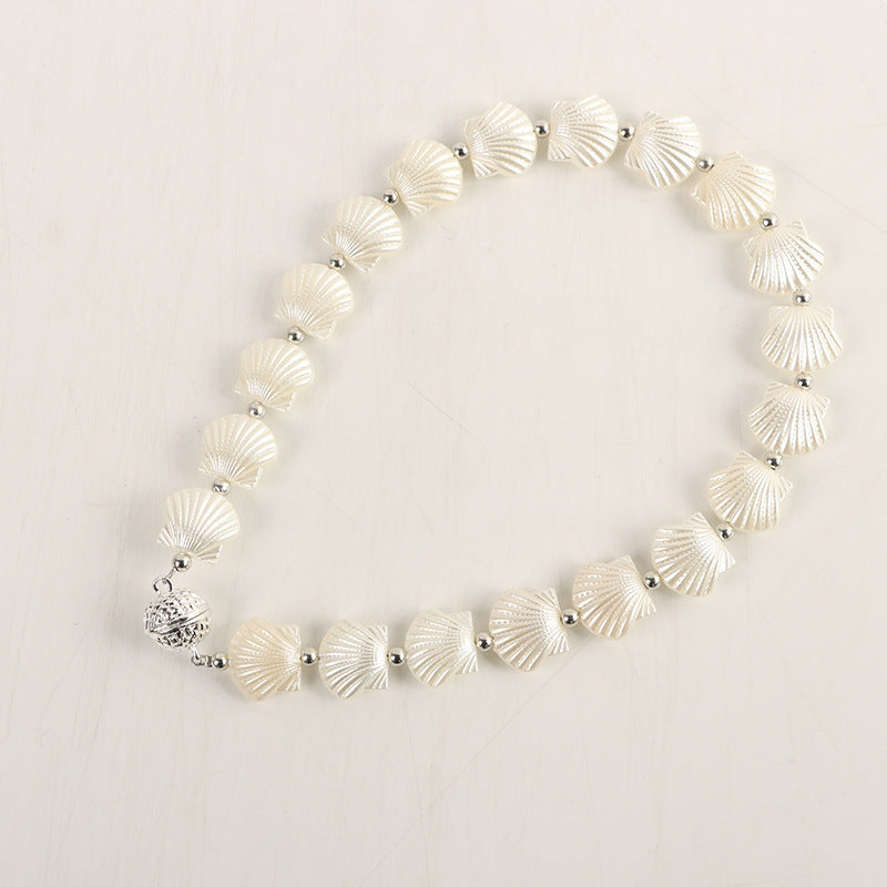 Unisex Pearl Chain Bracelet – Magnetic Snap Alloy Acrylic Design