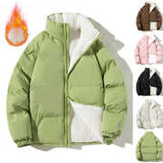 Unisex Stand Up Collar Plush Coat Polyester Thickened Loose