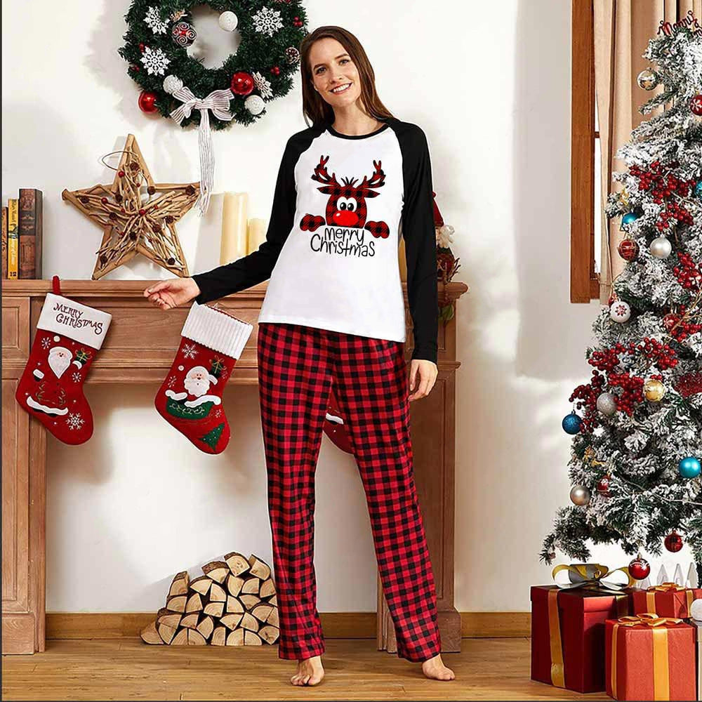 Christmas Deer Print Parent-Child Homewear Suit – Festive Family Pajama Set