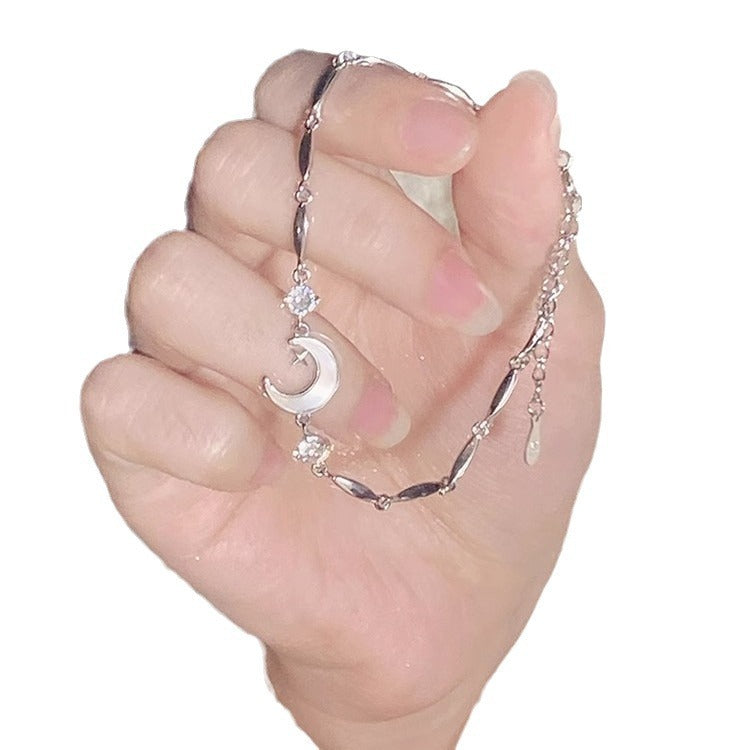 Women's Light Luxury Moon Bracelet – Rose Gold Geometric Design