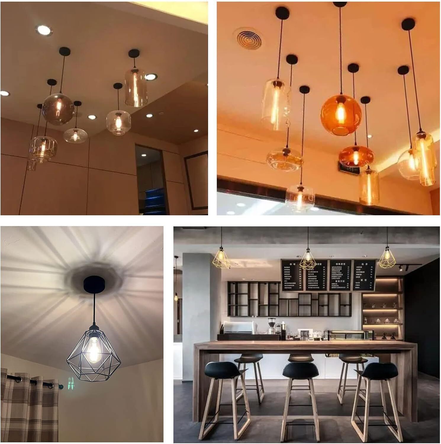 Light Pendant Fitting Ceiling Rose E27 Suspension Set Black Light Base UK