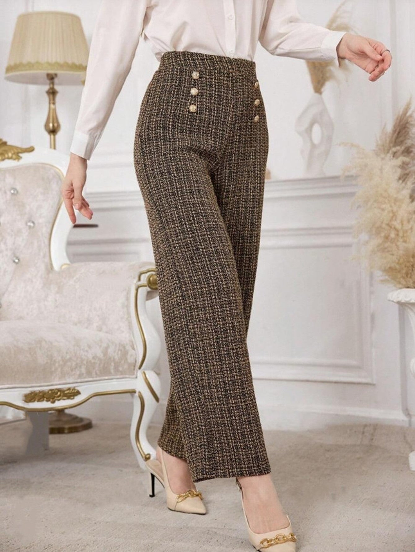 Dark Brown Zipper Detail Spandex Pants – Women’s Commuter Casual Trousers