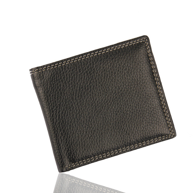 Slim PU Leather Wallet Men's Card Case Solid Color Classic