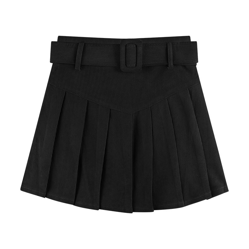 Corduroy Autumn A-Line Pleated Half Skirt for Women