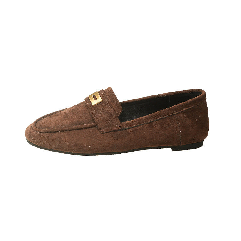 Fashion Women British Loafers Square Toe Gommino