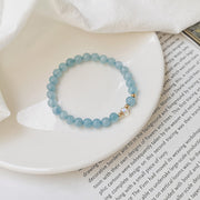 Natural Crystal Women's 14K Gilded Accessories Aquamarine Bracelet