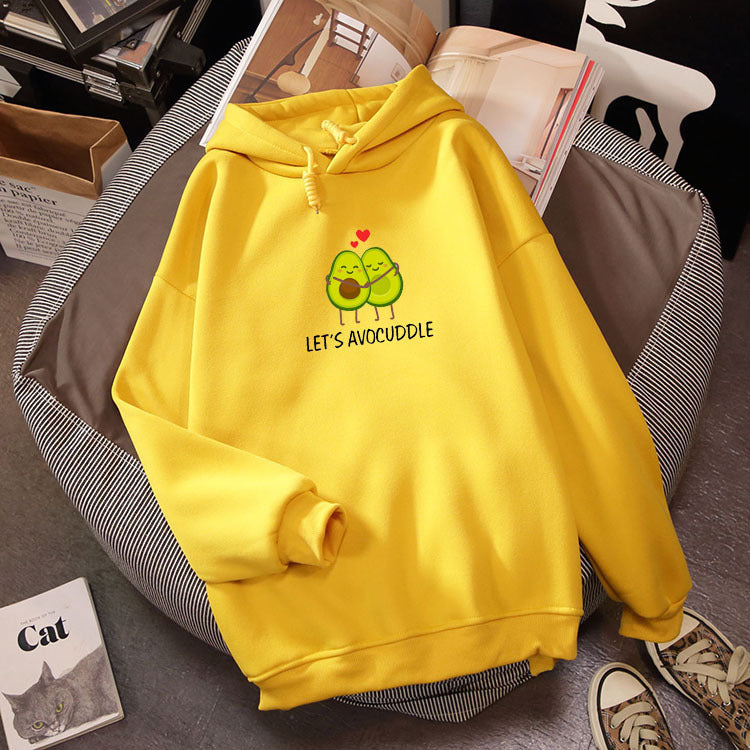 Unisex Velvet Hoodie Sweatshirt Relaxed Avocado Print