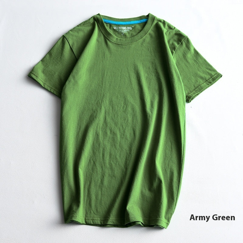 Men's Round Neck Blank Solid Color Cotton T-shirt