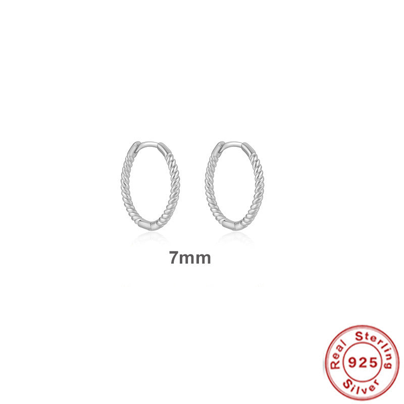 Twist S925 Sterling Silver Hipster Twisted String Round Ring Earrings