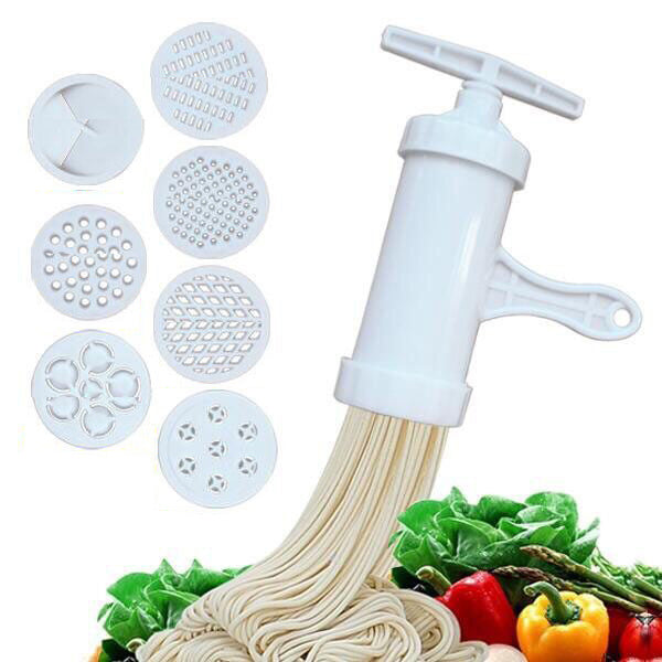 Manual Pasta Maker Machine – Crank Noodle Press with 5 Molds