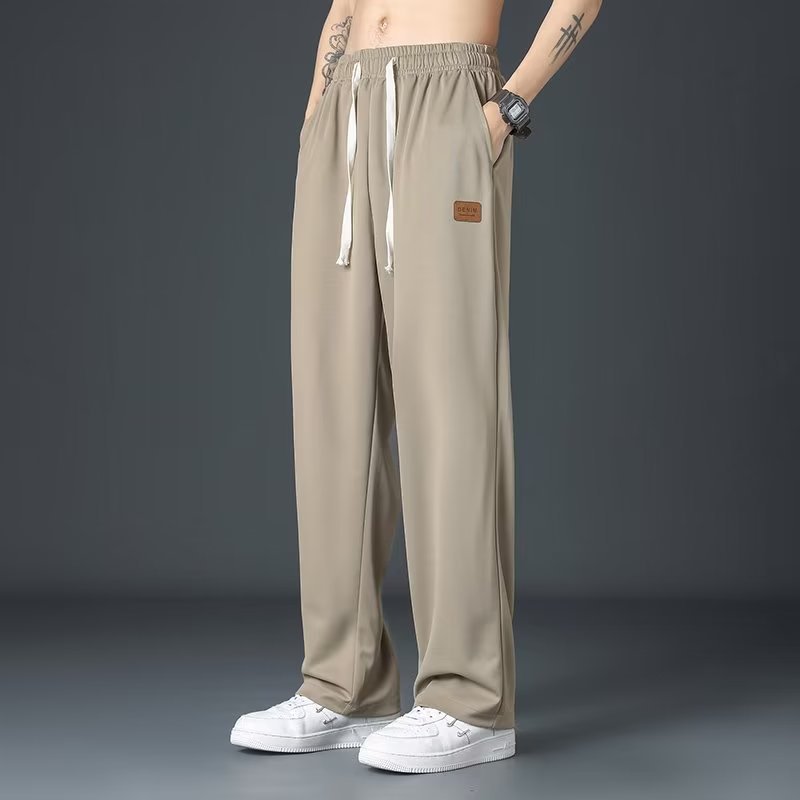 Men’s Ice Silk Thin Straight Loose Summer Pants