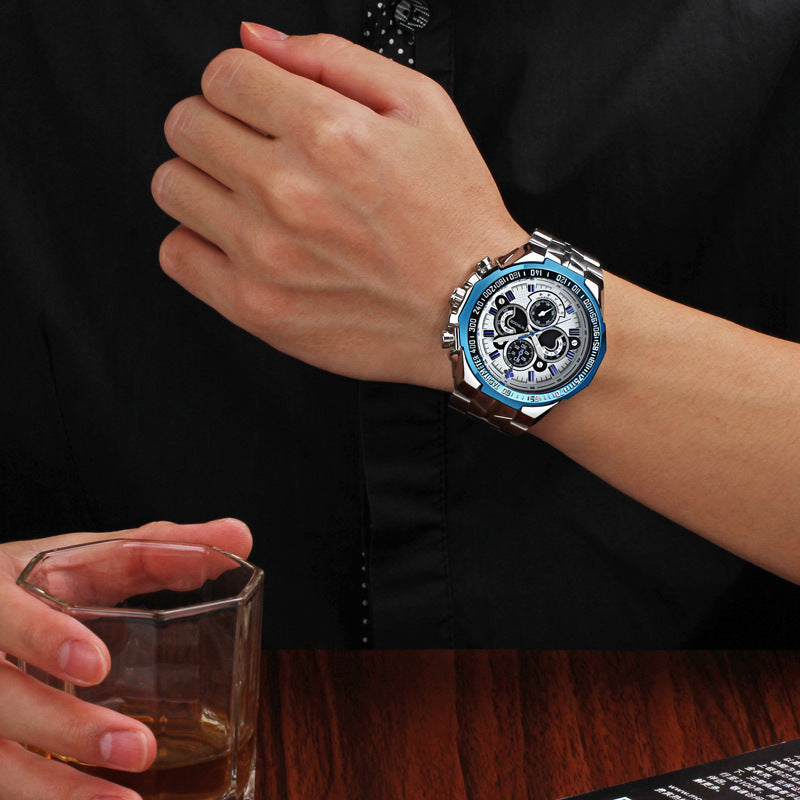 Sport Men's Watch Stainless Steel Case Luminous Strip