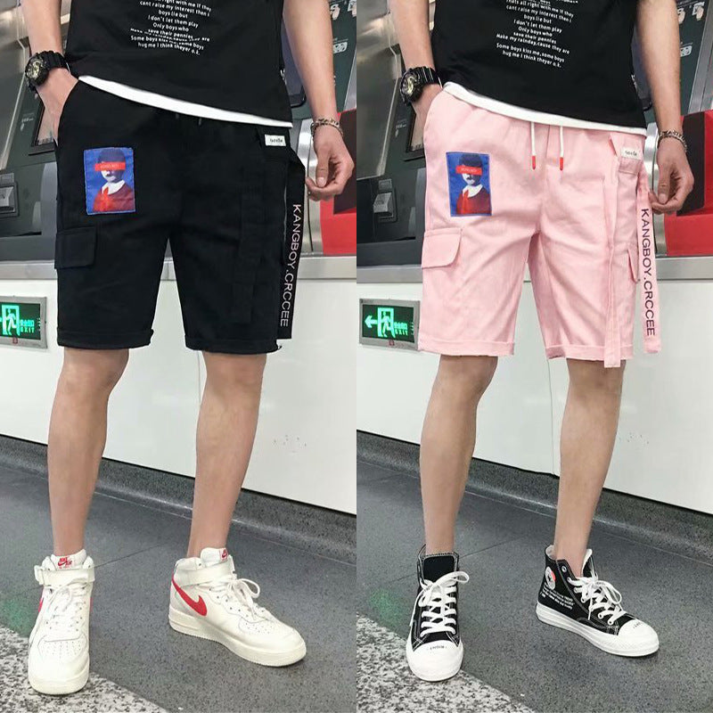 Men's Hip Hop Cotton Shorts Relaxed Fit Letter Pattern