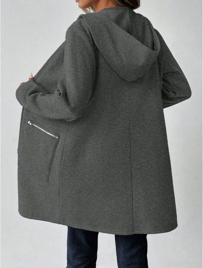 Women's Autumn Long Sleeve Hoodie Jacket, Drop Shoulder