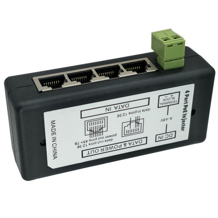 4-Port Centralized TV PoE Box – 4Ch DC Syringe Hub for CCTV & Surveillance Systems