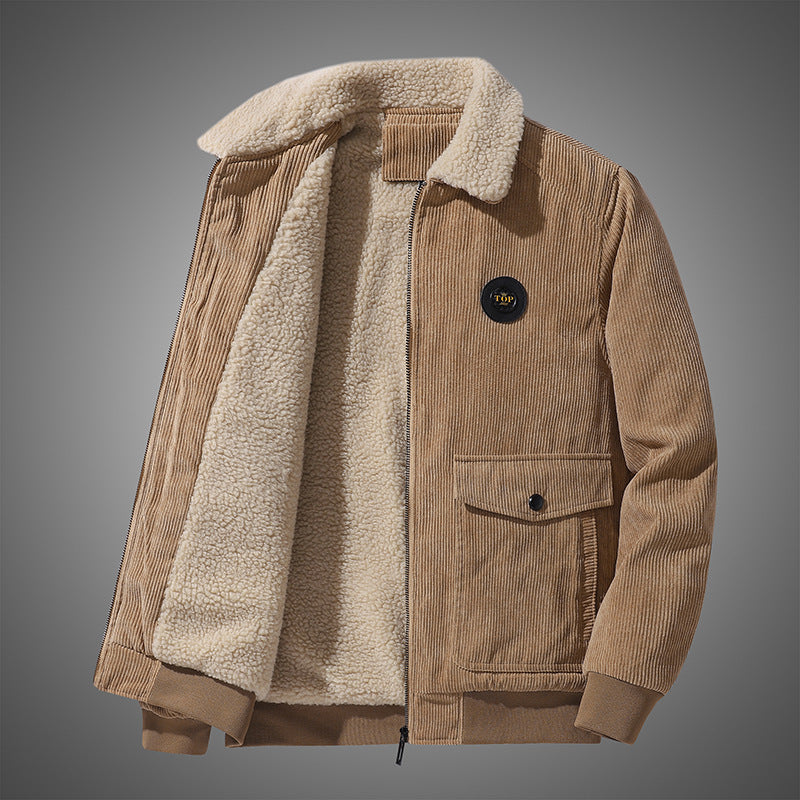 Men’s Loose Fit Corduroy Multi-Pocket Cotton-Padded Jacket