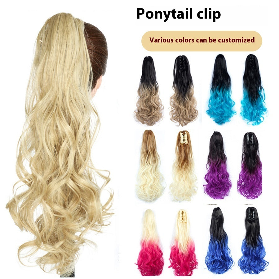 Colorful Long Curly Clip-On Ponytail Wig – Vibrant & Heat-Resistant