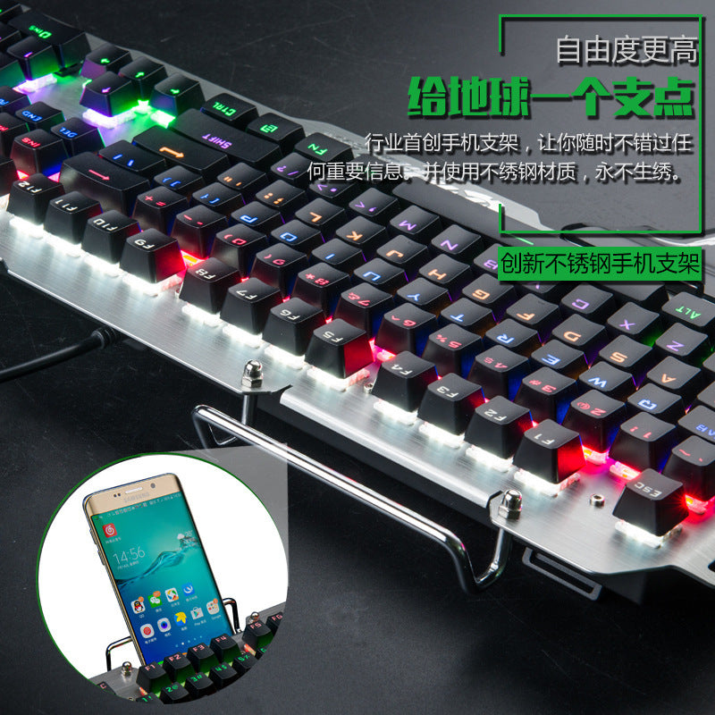 Metal Wired Mechanical Gaming Keyboard – Mixed RGB Backlight, Anti-Ghosting, Aluminum Top Plate