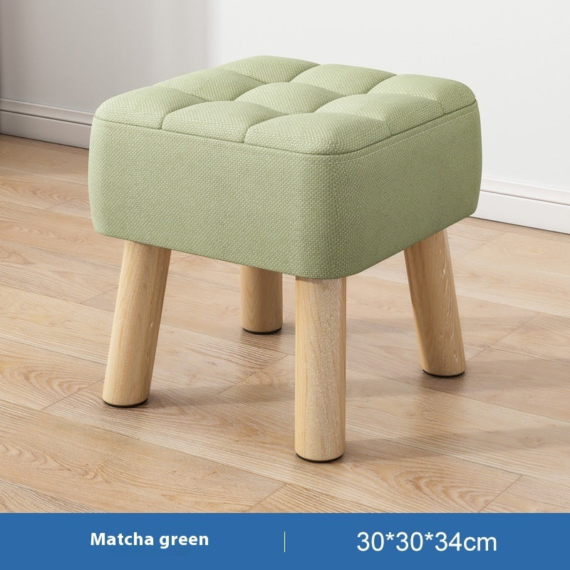 Solid Wood Stool Short Household Minimalist Fabric