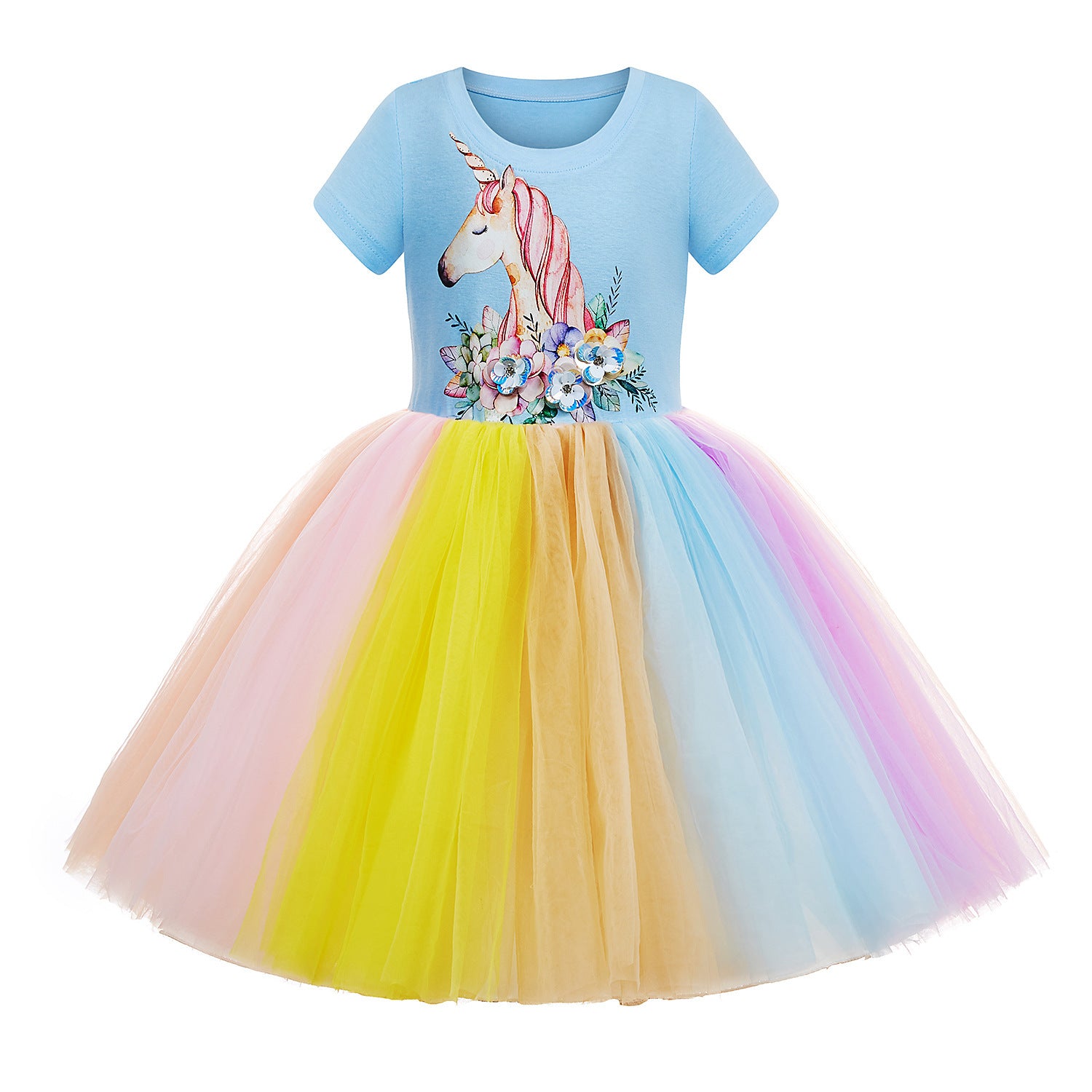 Rainbow mesh princess dress