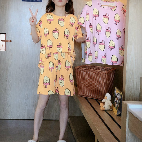 Women's Two-Piece Pajama Set – Short Sleeve Top and Shorts Homewear