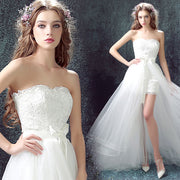 Sexy Mermaid Short Wedding Dress with Detachable Tulle Lace Appliqué Skirt