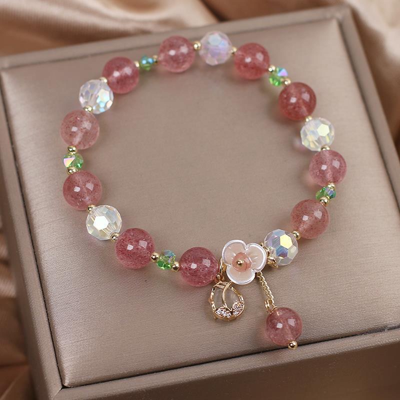 Strawberry Quartz Bracelet Double Layer Fairy Style