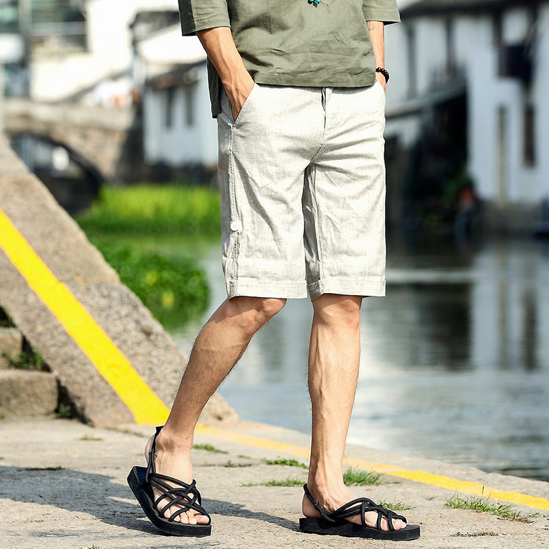 Men's Relaxed Linen Hemp Blend Shorts Lightweight Summer