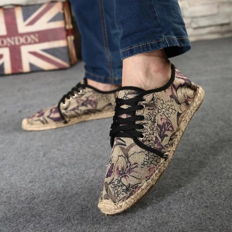 Straw canvas shoes couple models lazy shoes