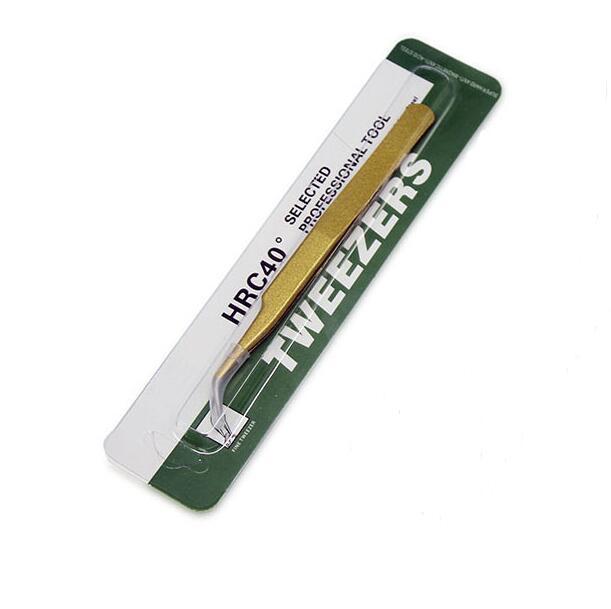 Gold Eyelash Tweezers – Stainless Steel Curved & Straight Extensions Tool