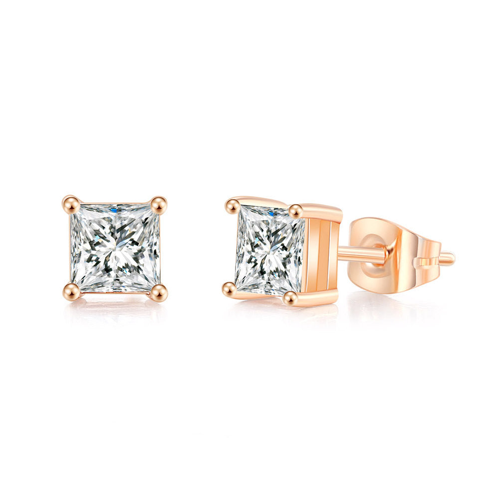 Classic Hot Selling Product Geometric Zircon Stud Earrings Fashion All-match Single Diamond