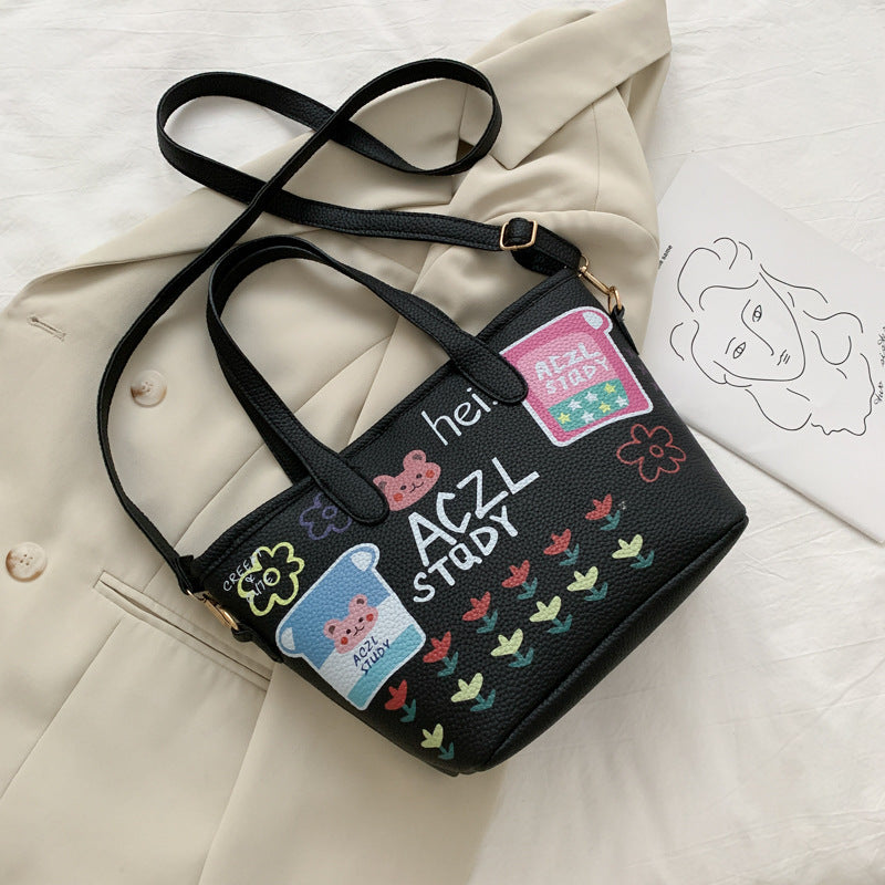 Cartoon Doodle Bucket Bag for Women
