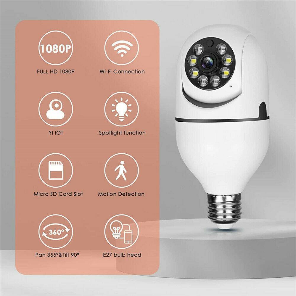 Plastic E27 Light Bulb Camera 1080P Wireless Home Security