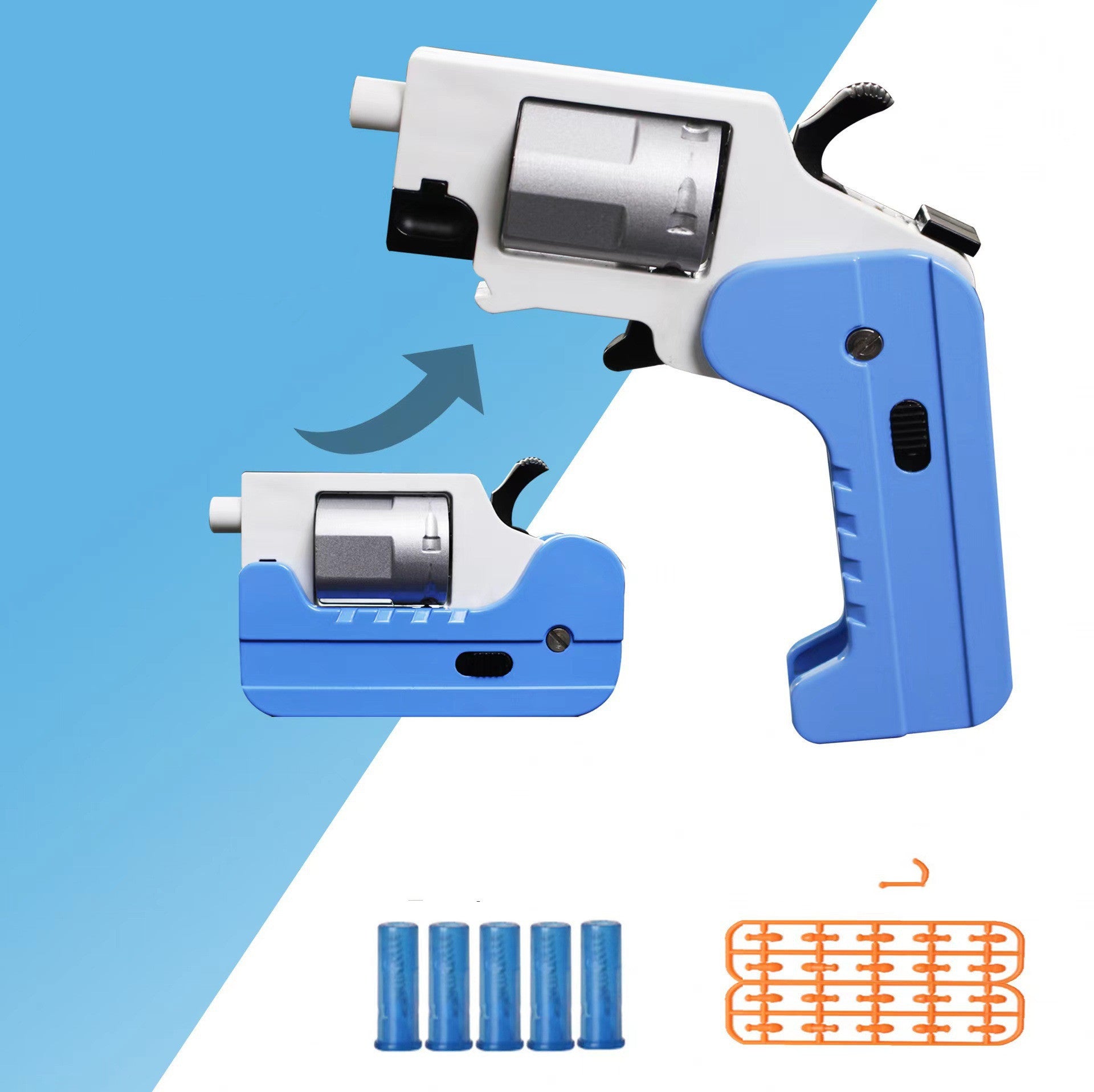 Revolver Soft Bullet Gun Foldable Deformable Pocket Toy