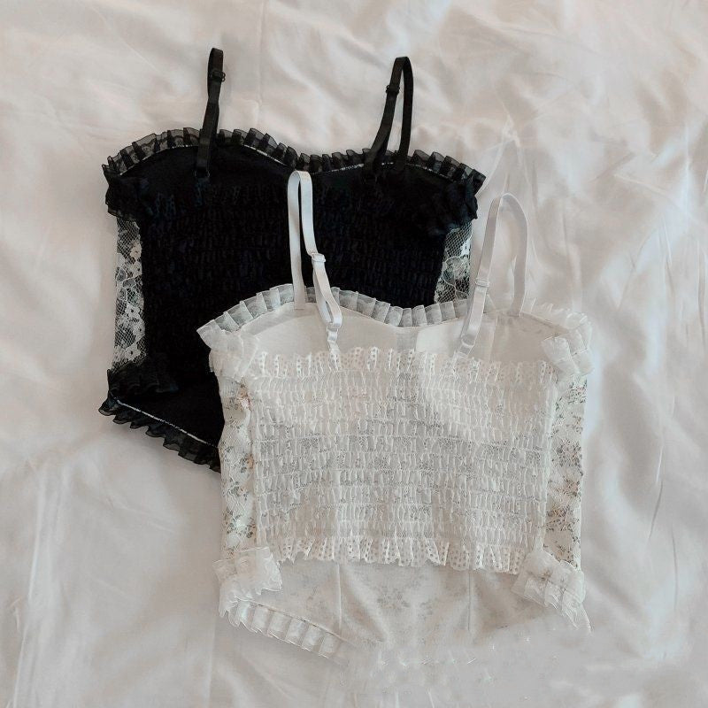 Women's Lace Sling Vest with Chest Pad – Elegant Cami Top
