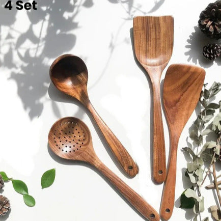 Wooden Spatula Cookware Kitchenware Set – Eco-Friendly Non-Stick Utensils for Cooking & Baking