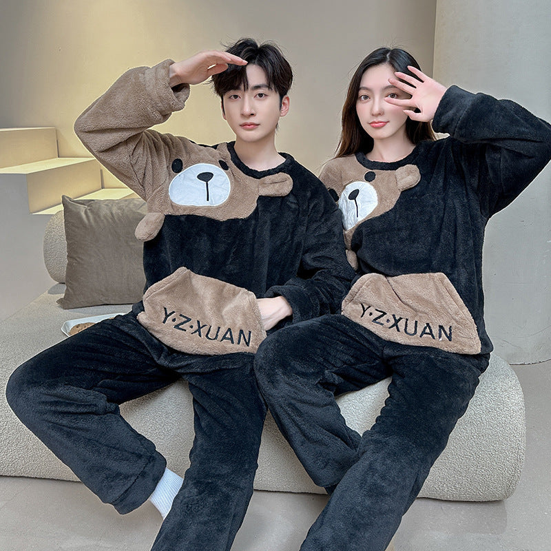 Coral Fleece Couple Plus Size Pajamas For Women