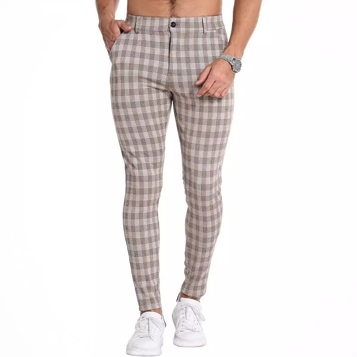 Men’s Slim Fit Suit Pants – Lightweight Summer 3D Printed Trousers