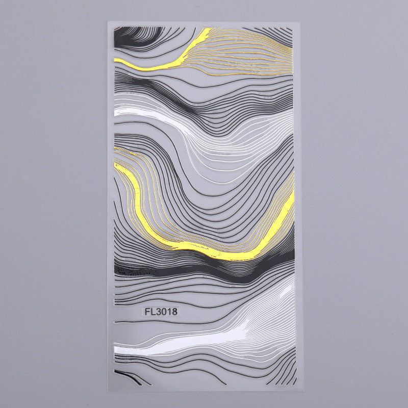 Nail Art 3d Hot Stamping Line Sticker Stripe Wave Adhesive Sticker