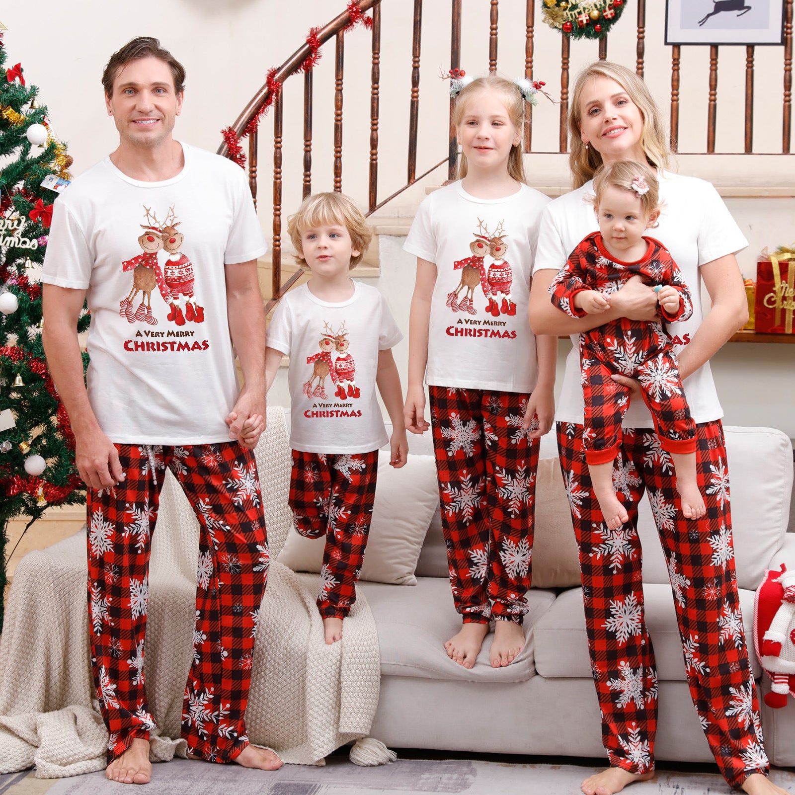 Christmas Parent-Child Plaid Pajama Set – Cozy Printed Homewear