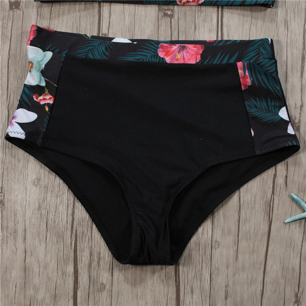 Women’s Floral Print Bikini Set – Padded Swimwear with Polyester Spandex Blend