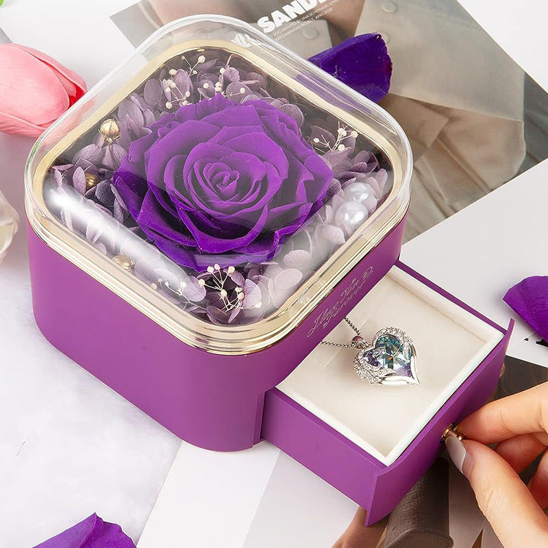 Rose Jewelry Box Drawer Organizer With Metal Construction