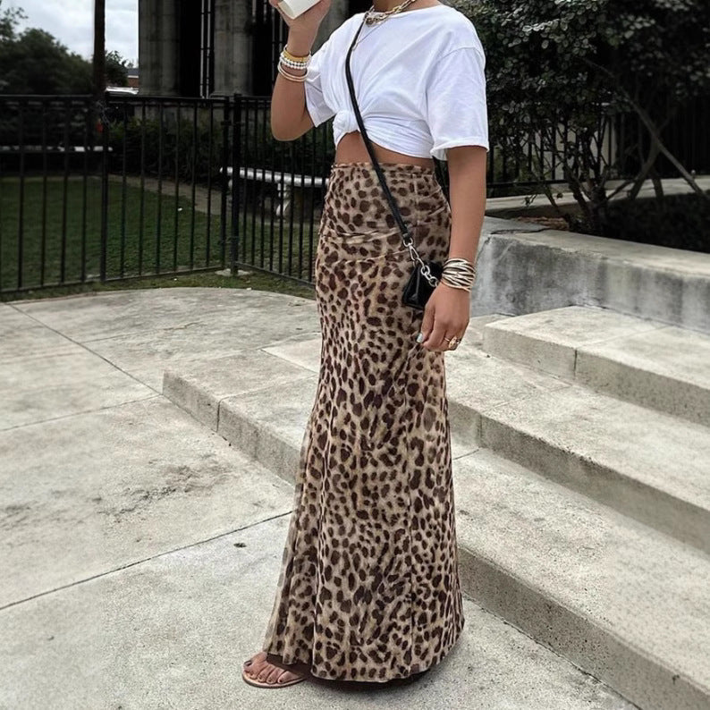 Leopard Print Bodycon Mini Skirt – Women’s High Waist Streetwear Hip Skirt
