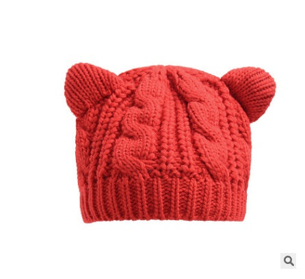 Cute Devil Horns Cat Ears Crochet Knit Beanie for Women